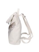 Karen Mati fehér virágos rostbőr női hátizsák