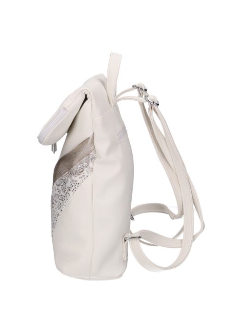 Karen Mati fehér virágos rostbőr női hátizsák