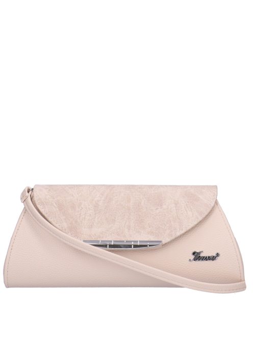 Karen Sisi bézs-drapp virágos rostbőr női alkalmi táska