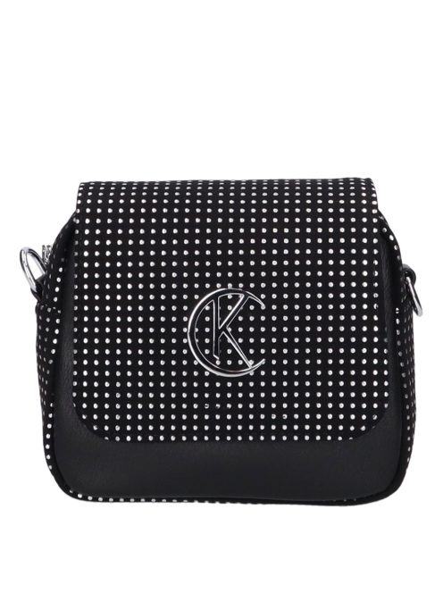 Karen Flora fekete-ezüst pöttyös rostbőr női oldaltáska