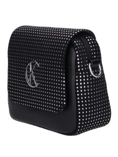   Karen Flora fekete-ezüst pöttyös rostbőr női oldaltáska