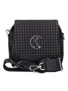 Karen Flora fekete-ezüst pöttyös rostbőr női oldaltáska