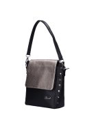 Karen Marika fekete-grafit metál rostbőr női oldaltáska