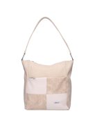 Karen Alice drapp virágos rostbőr női válltáska