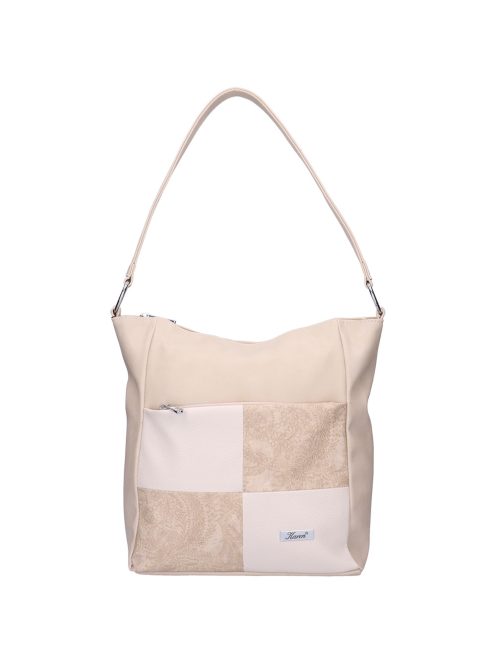 Karen Alice drapp virágos rostbőr női válltáska