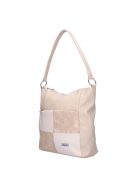 Karen Alice drapp virágos rostbőr női válltáska