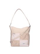 Karen Alice drapp virágos rostbőr női válltáska