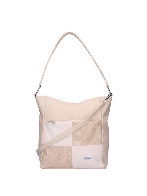 Karen Alice drapp virágos rostbőr női válltáska