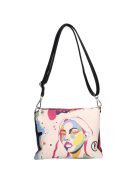Karen Risa fekete-rózsaszín-fehér rostbőr női oldaltáska