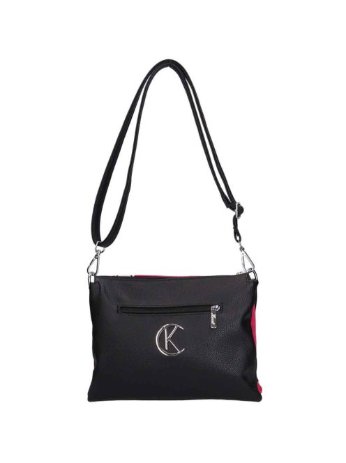 Karen Risa fekete-rózsaszín-fehér rostbőr női oldaltáska