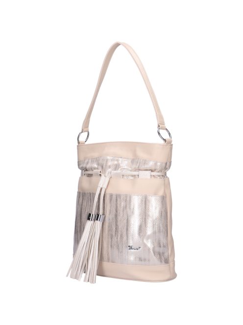 Karen Olka bézs-rose gold rostbőr női válltáska