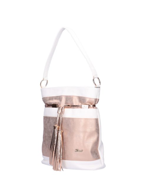 Karen Olka fehér-rose gold rostbőr női válltáska
