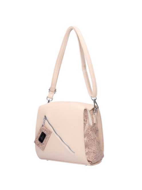 Karen Arletta bézs-drapp virágos rostbőr női oldaltáska