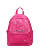 Karen Czarek rózsaszín virágos rostbőr kicsi női hátizsák
