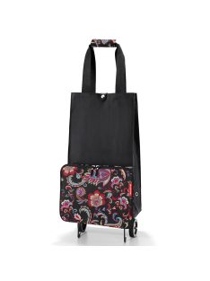 Reisenthel foldabletrolley fekete virágos gurulós táska