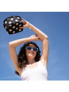   Reisenthel coolerbag M pocket fekete-fehér pöttyös női uzsonnás hűtőtáska
