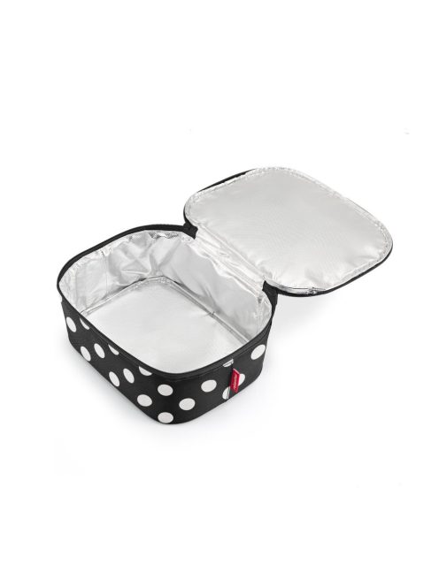 Reisenthel coolerbag M pocket fekete-fehér pöttyös női uzsonnás hűtőtáska