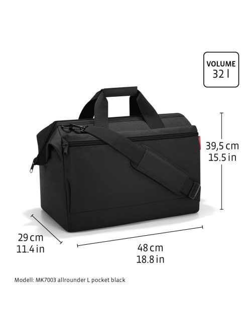 Reisenthel allrounder L pocket fekete nagy utazótáska