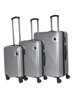 Hachi Miami ezüst 4 kerekű 3 részes bőrönd szett