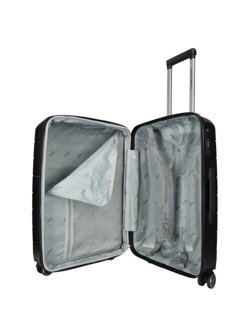 Enrico Benetti Montreal fekete 4 kerekű közepes bőrönd