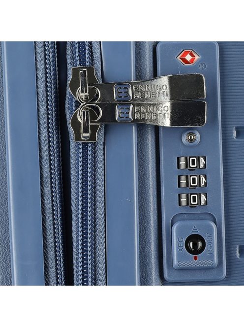 Enrico Benetti Montreal kék 4 kerekű közepes bőrönd