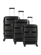 Enrico Benetti Montreal fekete 4 kerekű 3 részes bőrönd szett