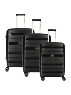   Enrico Benetti Montreal fekete 4 kerekű 3 részes bőrönd szett