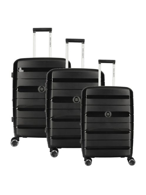 Enrico Benetti Montreal fekete 4 kerekű 3 részes bőrönd szett