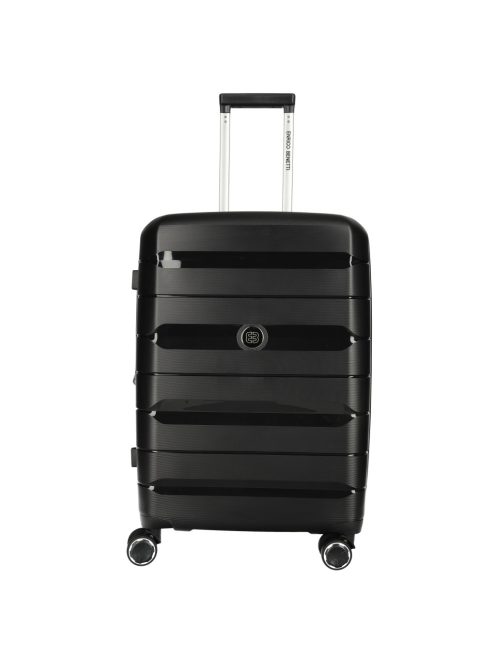 Enrico Benetti Montreal fekete 4 kerekű 3 részes bőrönd szett