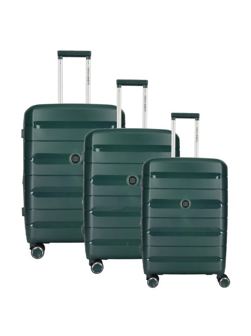 Enrico Benetti Montreal zöld 4 kerekű 3 részes bőrönd szett