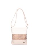 Karen Beti bézs virágos-fehér rostbőr női oldaltáska