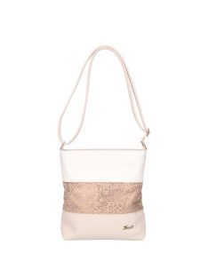 Karen Beti bézs virágos-fehér rostbőr női oldaltáska