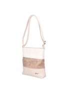 Karen Beti bézs virágos-fehér rostbőr női oldaltáska