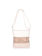 Karen Beti bézs virágos-fehér rostbőr női oldaltáska