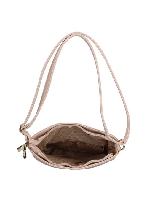 Karen Beti bézs virágos-fehér rostbőr női oldaltáska