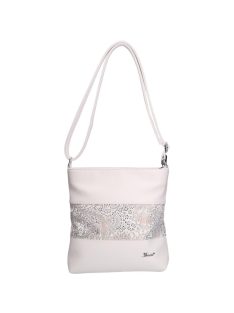 Karen Beti fehér virágos rostbőr női oldaltáska