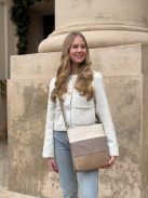 Karen Beti rose gold-bézs rostbőr női oldaltáska