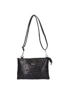 Karen Iza fekete virágos rostbőr női oldaltáska