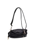 Karen Iza fekete virágos rostbőr női oldaltáska