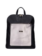 Karen Amira fekete-grafit metál fonott rostbőr női hátizsák/válltáska