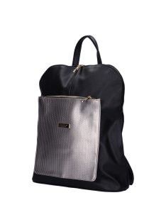   Karen Amira fekete-grafit metál fonott rostbőr női hátizsák/válltáska