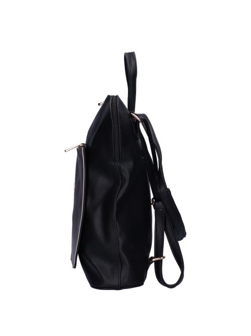 Karen Amira fekete-grafit metál fonott rostbőr női hátizsák/válltáska