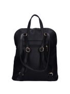 Karen Amira fekete-grafit metál fonott rostbőr női hátizsák/válltáska