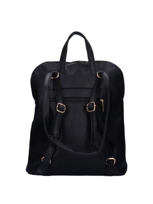 Karen Amira fekete-grafit metál fonott rostbőr női hátizsák/válltáska