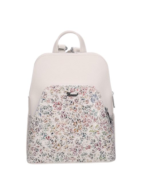 Karen Juta fehér virágos rostbőr kicsi női hátizsák