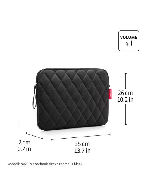 Reisenthel notebookbag sleeve fekete steppelt laptoptáska 13,5"