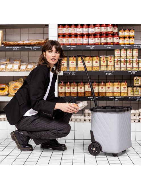 Reisenthel carrycruiser világosszürke steppelt gurulós kosár