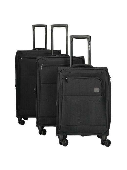 Enrico Benetti Oakville fekete 4 kerekű 3 részes bőrönd szett