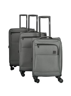   Enrico Benetti Oakville szürke 4 kerekű 3 részes bőrönd szett
