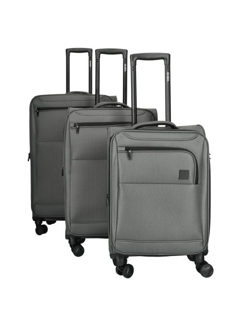 Enrico Benetti Oakville szürke 4 kerekű 3 részes bőrönd szett